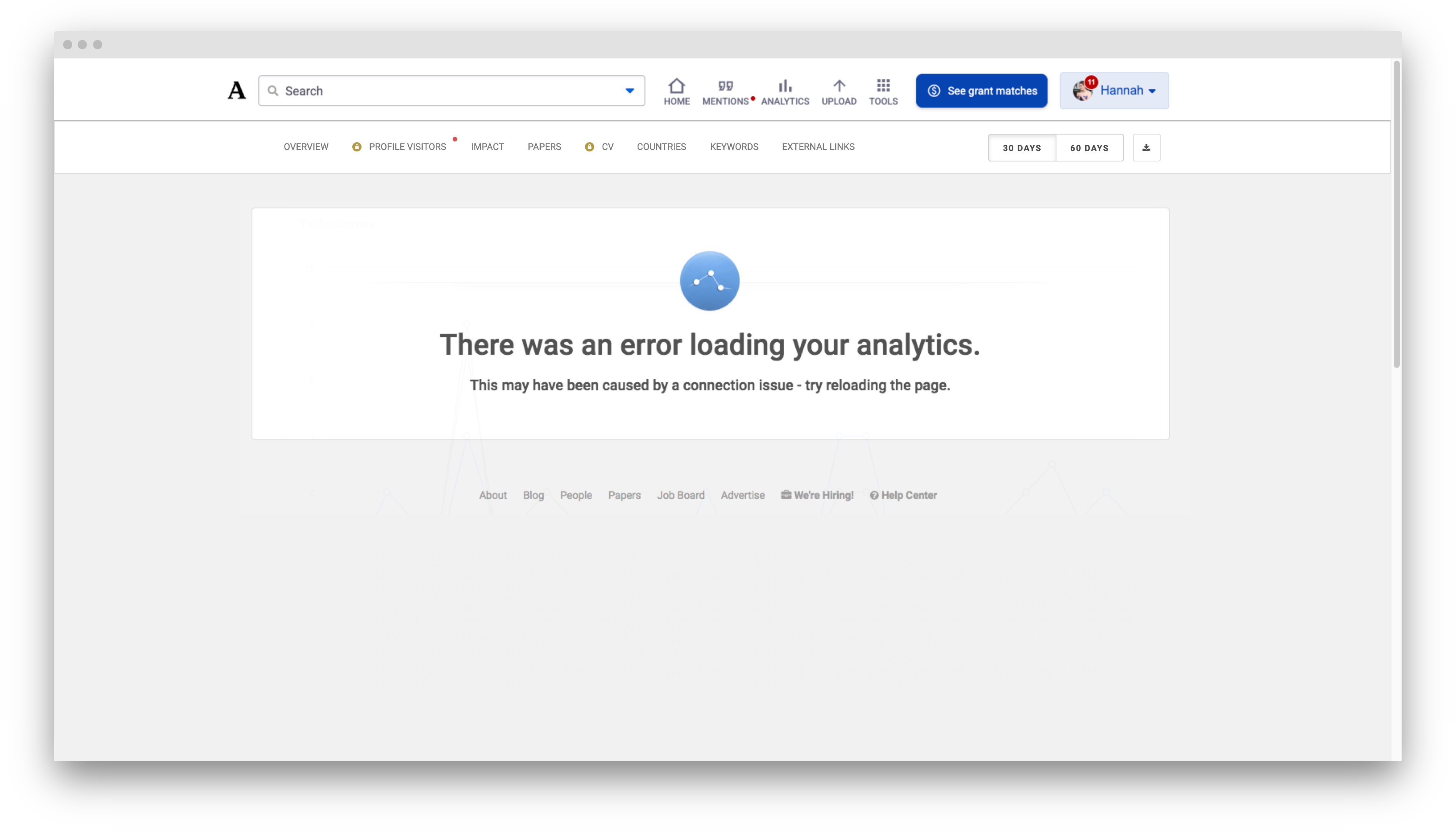There was an error loading your analytics. This may have been caused by a connection issue - try reloading the page.