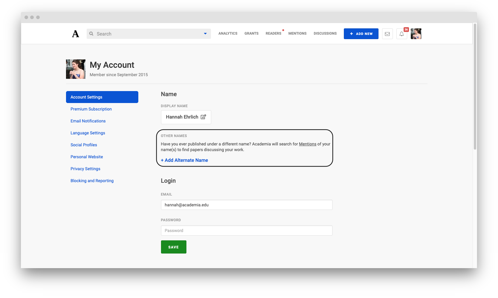 How Do I Change What Names Mentions Search For? Academia