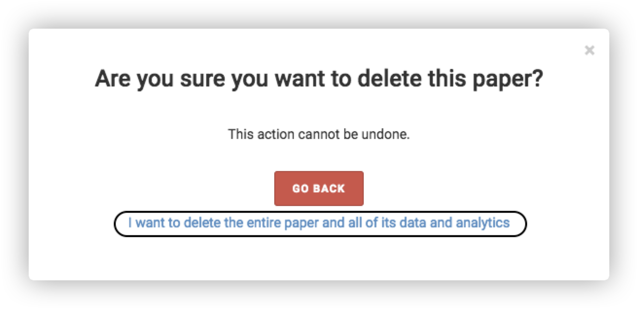 I want to delete the entire paper and all of its data and analytics.png