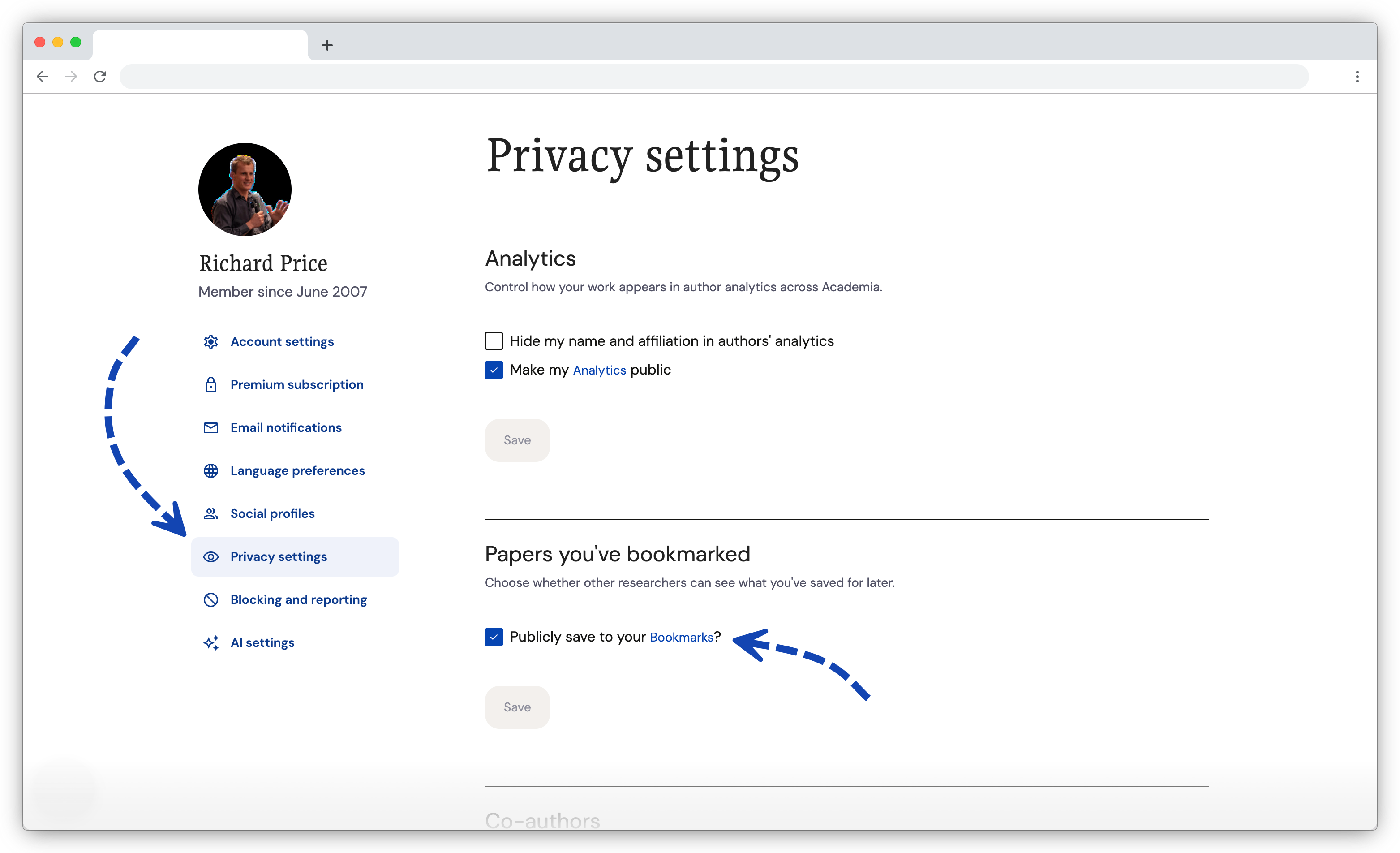 Account - Privacy settings - Bookmarks.png