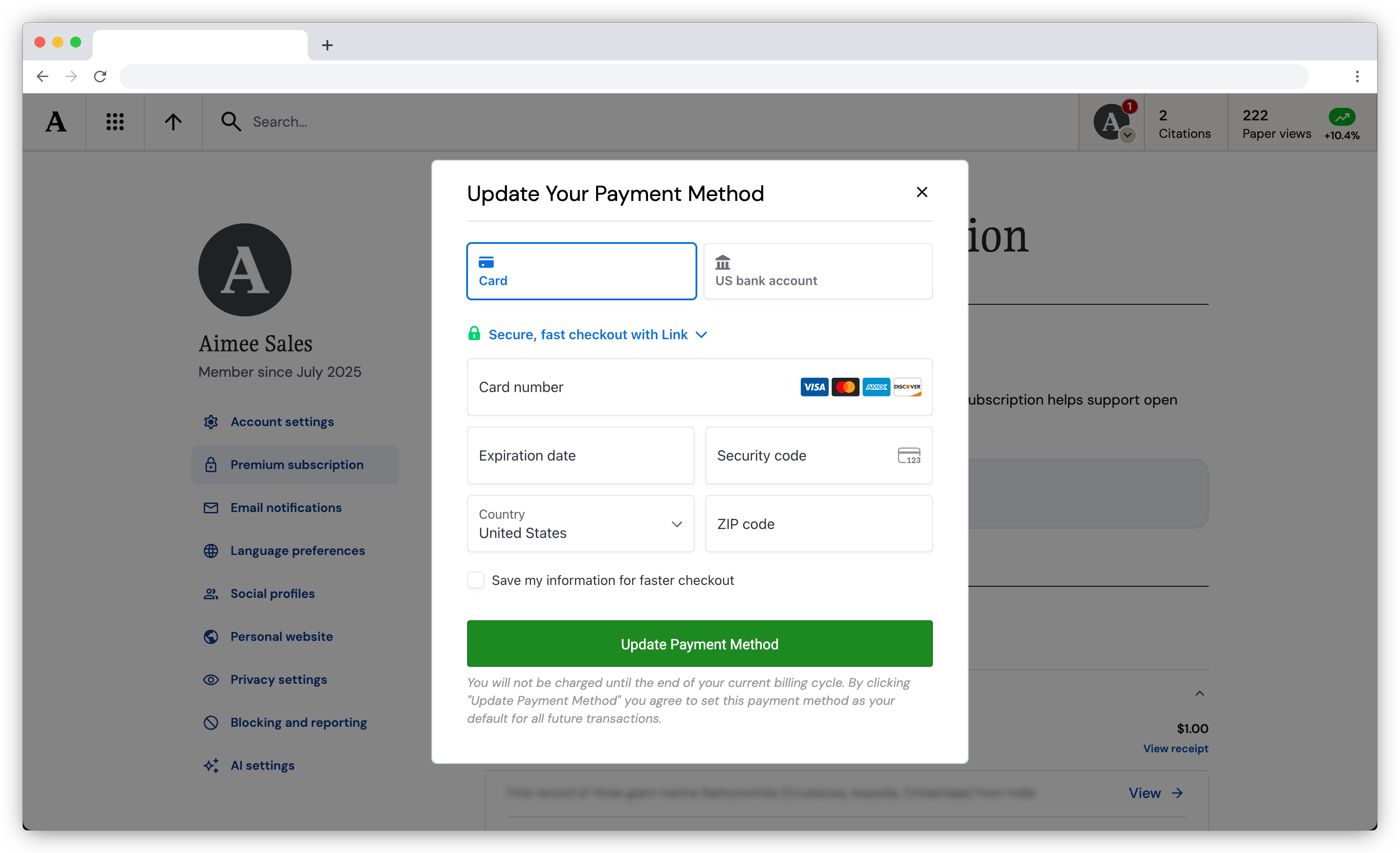 Account Settings - Premium subscription - Update Your Payment Method.png
